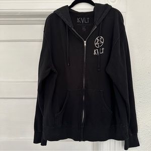 kvlt “adopt kitties hail satan” black zip up hoodie sweatshirt